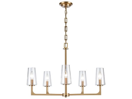 Elk Home Fitzroy 5-Light Lacquered Brass Glass Candelabra Chandelier