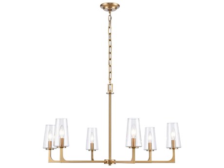 Elk Home Fitzroy 6-Light Lacquered Brass Glass Candelabra Chandelier