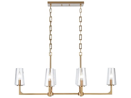 Elk Home Fitzroy 6-Light Lacquered Brass Glass Linear Island Pendant