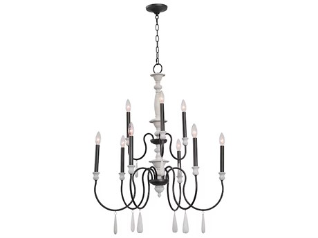 Elk Home Brownell 9-Light Anvil Iron Black Candelabra Tiered Chandelier