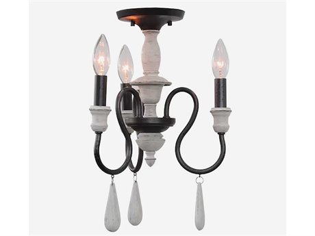 Elk Home Brownell 3-Light Anvil Iron Black Semi Flush Mount