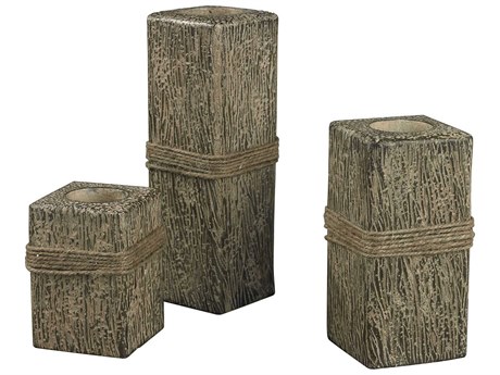 Elk Home Rope-Wrapped Candle Holders Set of 3