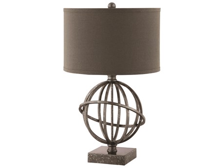 Elk Home Lichfield Pewter Dark Gray Faux Silk Drum Hardback Buffet Lamp