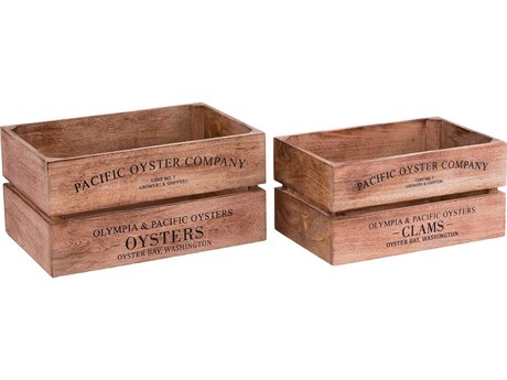 Elk Home Brown Black Oysters and Clams Boxes Set of 2