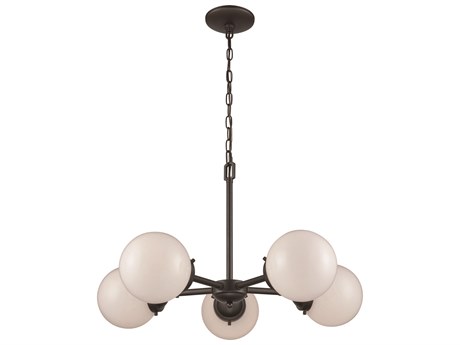 Elk Home Beckett 5-Light Oil Rubbed Bronze Glass Globe Round Chandelier