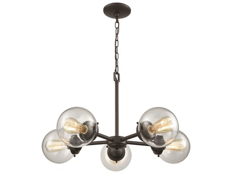 Elk Home Beckett 5-Light Oil Rubbed Bronze Glass Globe Round Chandelier