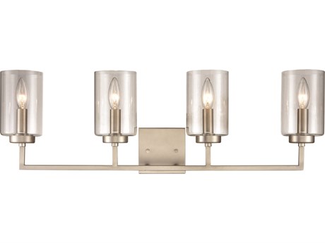 Elk Home West End 4-Light Brushed Nickel Glass Vanity Light