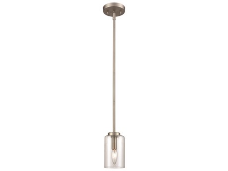 Elk Home West End 1-Light Brushed Nickel Glass Cylinder Mini Pendant