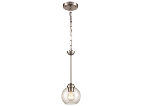 Elk Home Astoria 1-Light Brushed Nickel Glass Globe Round Mini Pendant