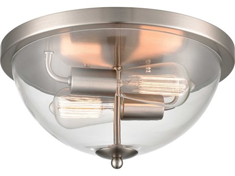 Elk Home Astoria 2-Light Brushed Nickel Glass Bowl Flush Mount