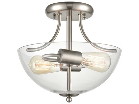 Elk Home Astoria 2-Light Brushed Nickel Bowl Semi Flush Mount