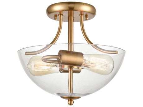 Elk Home Astoria 2-Light Satin Gold Bowl Semi Flush Mount