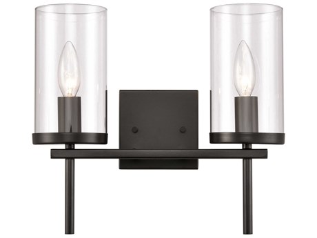 Elk Home Oakland 2-Light Black Glass Vanity Light