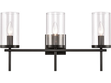 Elk Home Oakland 3-Light Black Glass Vanity Light