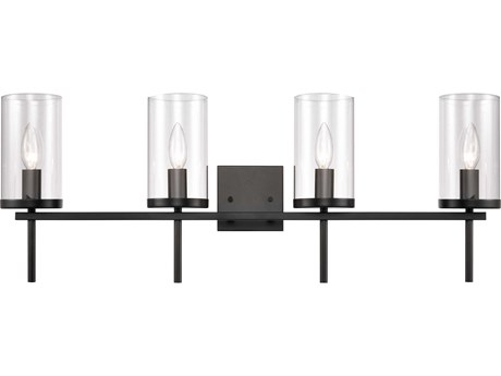 Elk Home Oakland 4-Light Black Glass Vanity Light
