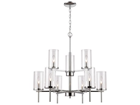Elk Home Oakland 9-Light Chrome Cylinder Tiered Chandelier