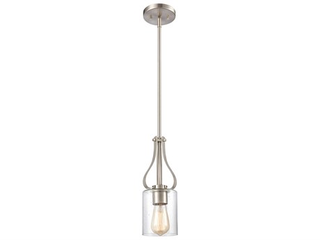 Elk Home 1-Light Brushed Nickel Glass Cylinder Mini Pendant
