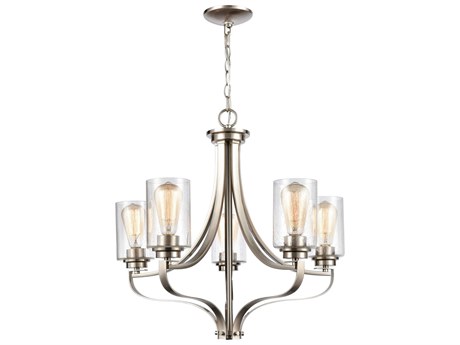 Elk Home Market Square 5-Light Brushed Nickel Cylinder Chandelier