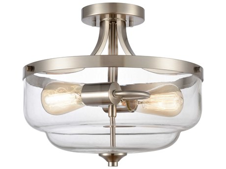 Elk Home Calistoga 2-Light Brushed Nickel Glass Bowl Semi Flush Mount