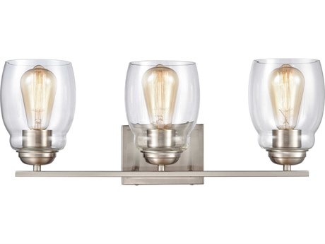 Elk Home Calistoga 3-Light Brushed Nickel Glass Vanity Light