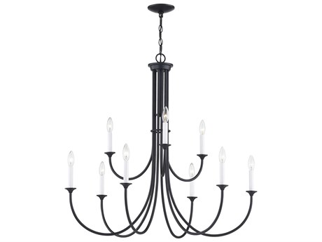 Elk Home Meadowview 9-Light Matte Black Candelabra Chandelier