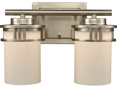 Elk Home Ravendale 2-Light Brushed Nickel Glass Vanity Light