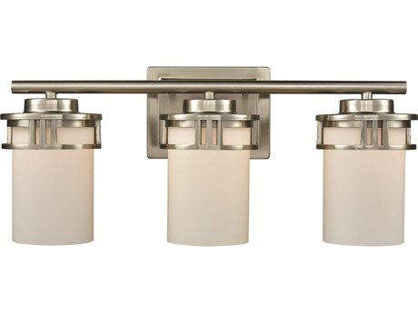 Elk Home Ravendale 3-Light Brushed Nickel Glass Vanity Light
