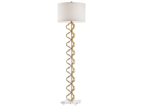 Elk Home Castile Gold Leaf Clear White Linen Floor Lamp