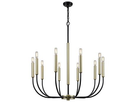 Elk Home Transatlantique 10-Light Black Soft Gold Candelabra Chandelier