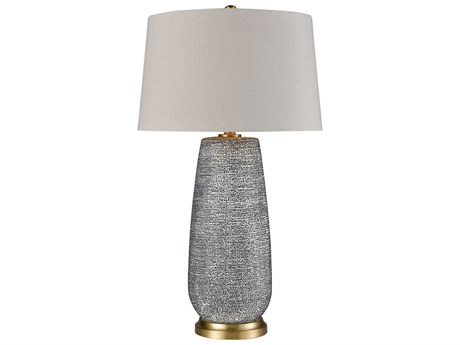Elk Home Rehoboth Blue Aged Brass Gray Linen Hardback Buffet Lamp
