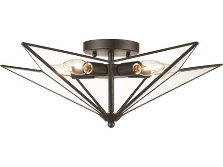 Elk Home 5-Light Oil Rubbed Bronze Clear Glass Geometric Flush Mount