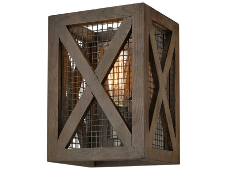 Elk Home Stockyard 1-Light Weathered Zinc Aged Wood Wall Sconce