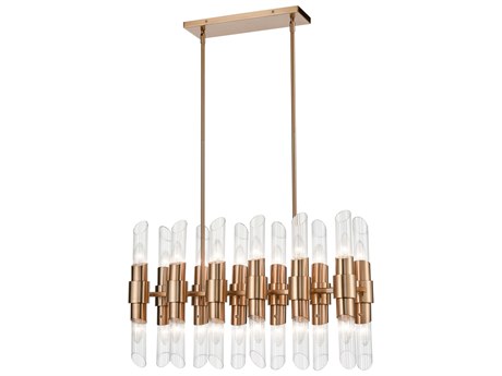 Elk Home 24-Light Burnished Brass Glass Cylinder Island Pendant