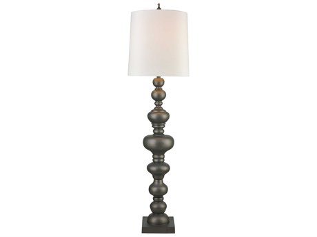 Elk Home Meymac Pewter White Faux Silk Floor Lamp