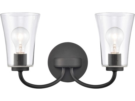Elk Home Emily 2-Light Matte Black Glass Vanity Light