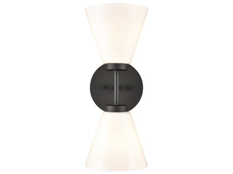Elk Home Houghton 2-Light Matte Black Glass Vanity Light