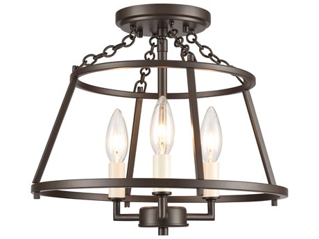 Elk Home Joanie 3-Light Old Bronze Semi Flush Mount