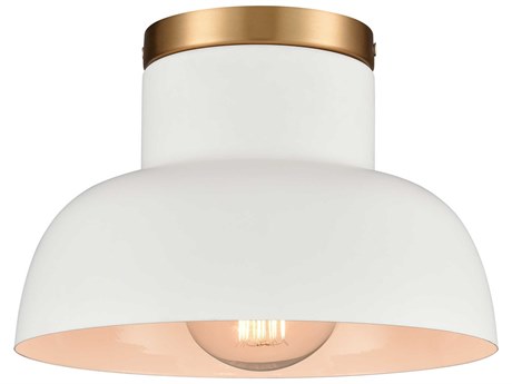 Elk Home 1-Light Matte White Brushed Gold Dome Semi Flush Mount