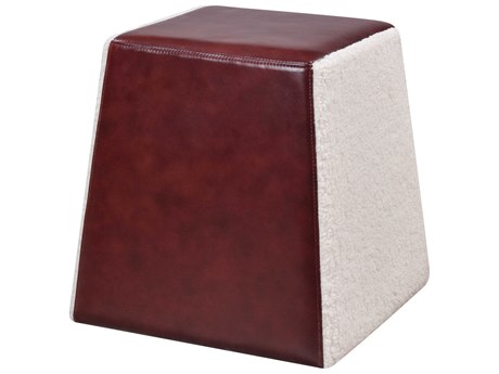 Elk Home Brown White Upholstered Leather Accent Stool