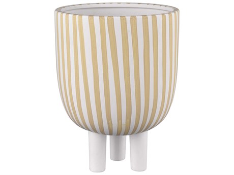 Elk Home Booth Striped White / Beige Vase