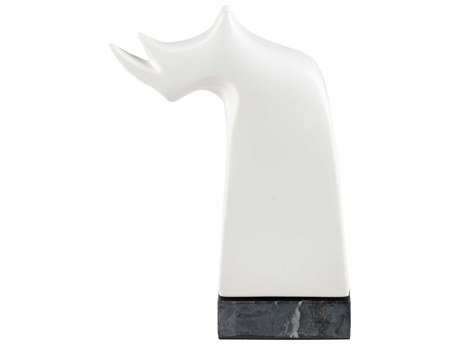 Elk Home Matte White / Black Marble Serengeti Rhino Sculpture