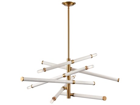 Elk Home 6-Light White Satin Brass Candelabra Linear Chandelier