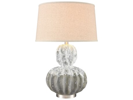 Elk Home Bartlet Fields White Brushed Steel Oatmeal Linen Hardback Buffet Lamp