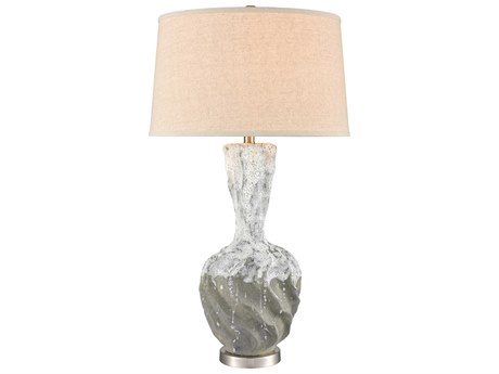 Elk Home Bartlet Fields White Brushed Steel Oatmeal Linen Hardback Buffet Lamp