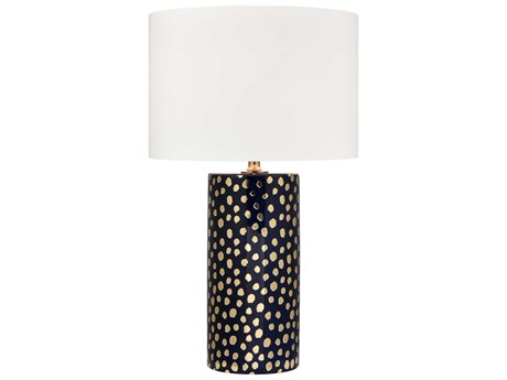 Elk Home Signe Navy White Cotton Hardback Blue Buffet Lamp