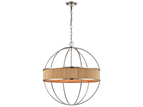 Elk Home 6-Light Natural Polished Nickel Brown Globe Pendant