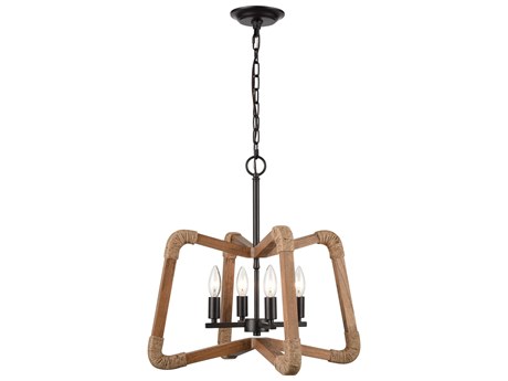 Elk Home 4-Light Natural Black Brown Geometric Pendant