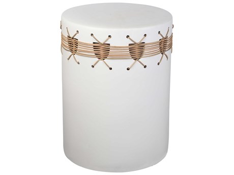 Elk Home White Glazed Natural Accent Stool