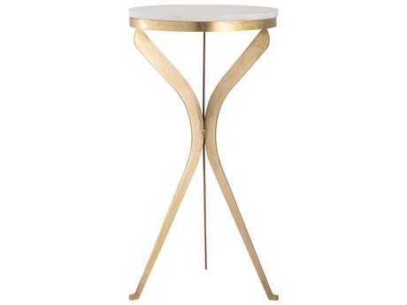 Elk Home Round Marble Aged Brass White End Table
