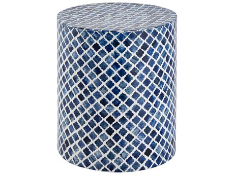 Elk Home Round Resin Blue End Table
